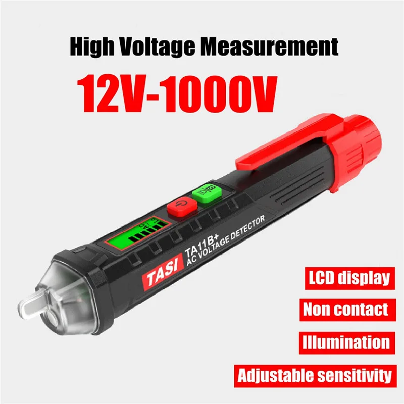 ZEAST AC/DC Digital Display Multi-function Induction Test Pencil Sound/Light Alarm AC / 12~1000V Non-Contact Voltage Detector - Цвет: Красный