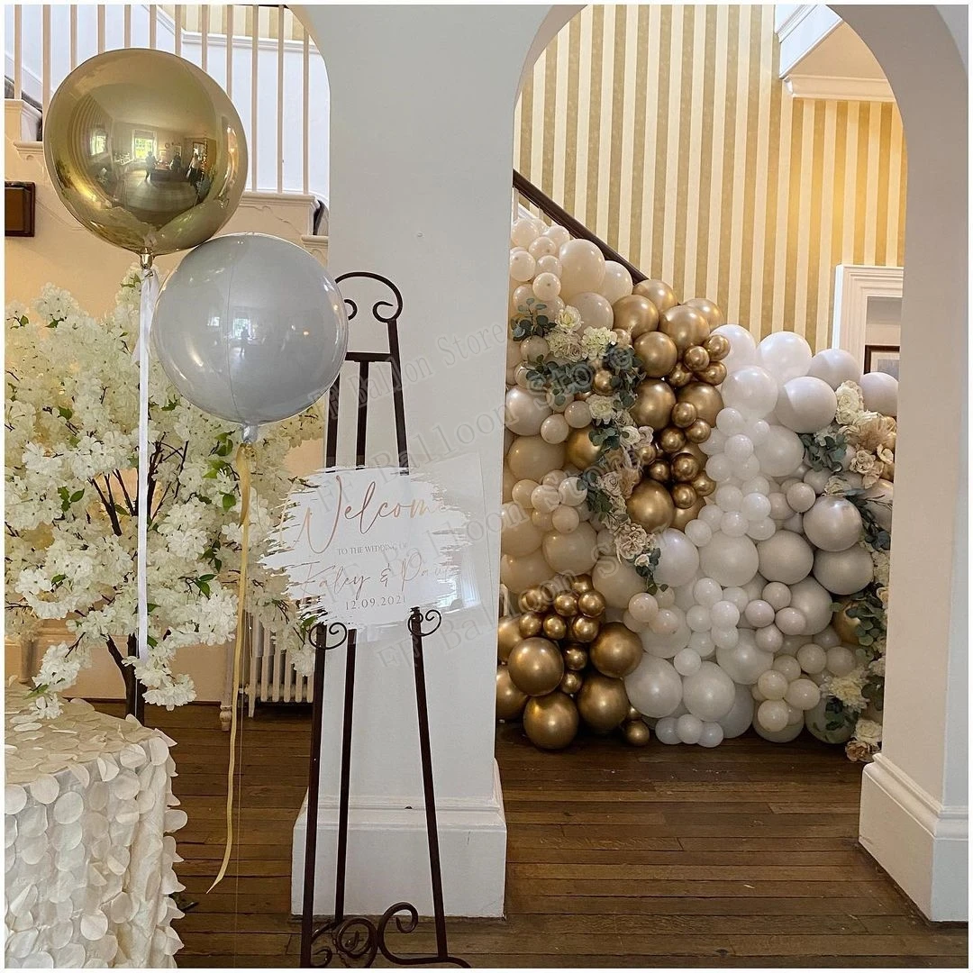 

157pcs Latex Balloons Gold White White Balloons Metallic Blue Art Shape Wedding Decoration Birthday Party Helium Ballons