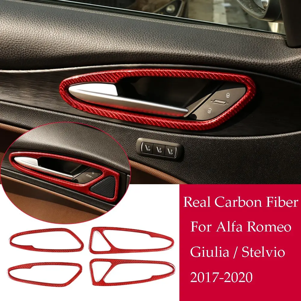 

Real Carbon Fiber Door Handle Bowl Panel Cover For Alfa Romeo Stelvio 2017-2020