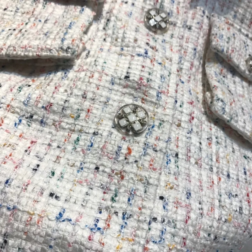 2019FW Высококачественная Женская Роскошная твидовая куртка пальто женские карманы повседневное пальто gdnz 10,04