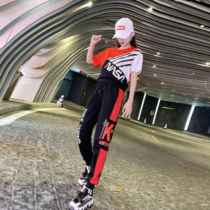 

Pants Sets Plus Size 2021 Leisure Sweat Suits Tracksuit Women Hip Hop Two Piece Set Fashion Short Sleeve O Neck T-shirt Elastic