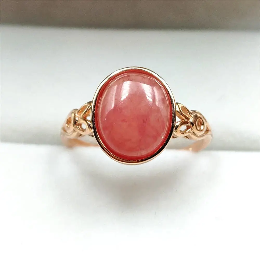 

Регулируемое кольцо из 100% натурального красного льда, Родохрозит, 13x10 мм, серебро 925 пробы, Женское кольцо, овальная бусина AAAAA