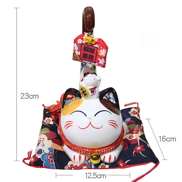 9 дюймов керамика Maneki Neko орнамент Lucky Cat Копилка японский длинный хвост Фортуна кошка фэн шуй украшения свадебный подарок