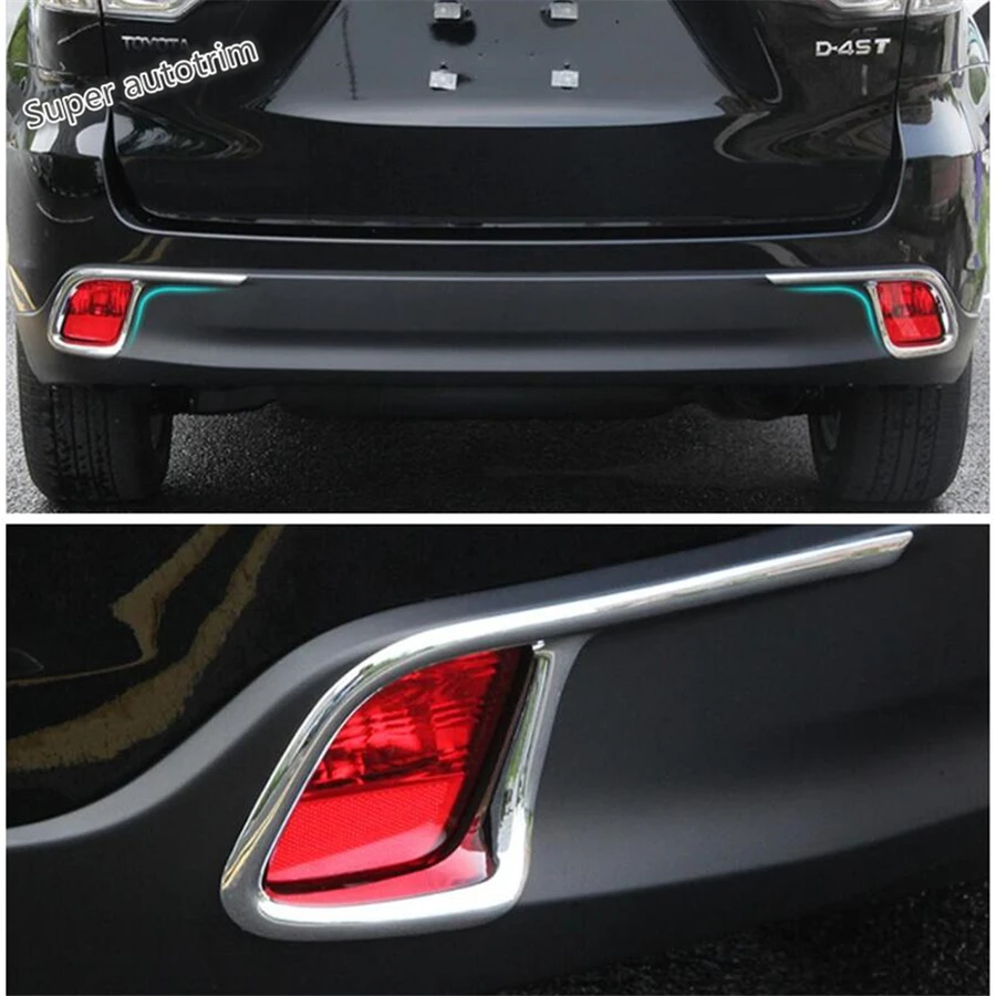 Toyota Highlander Kluger 2014-2019 Chrome Tail Rear Bumper Fog Lights Lamps Cover Chrome Trim: Lapetus Exterior Refit Kit image 4