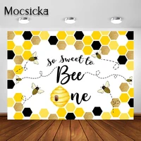 mocsicka bee birthday backdrop so sweet to bee one honeycomb first 1st birthday party decorations photography background