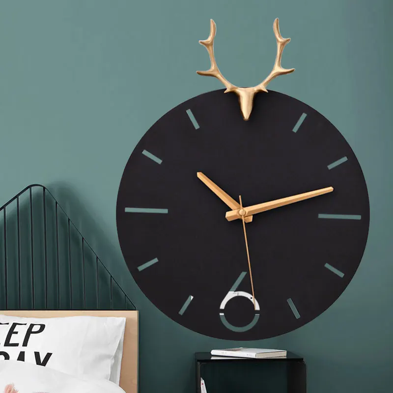 Металлическая декорация настенные часы северных оленей головы 3d Гостиная