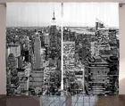 Шторы Нью-Йорк, панорама Манхэттена, высокие здания города, знаменитый памятник, США, черно-белые фото, оконные драпировки для детской комнаты