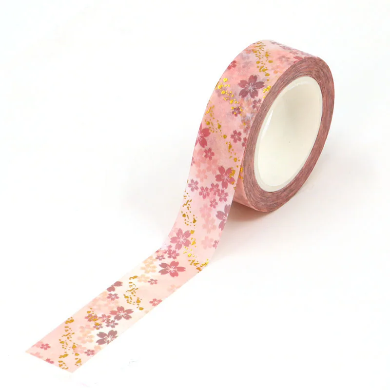 

1PC 15MM*10M Foil Romantic Cherry Blossom Decorative Washi Tape Scrapbooking Masking Tape School Office Supply washi tape