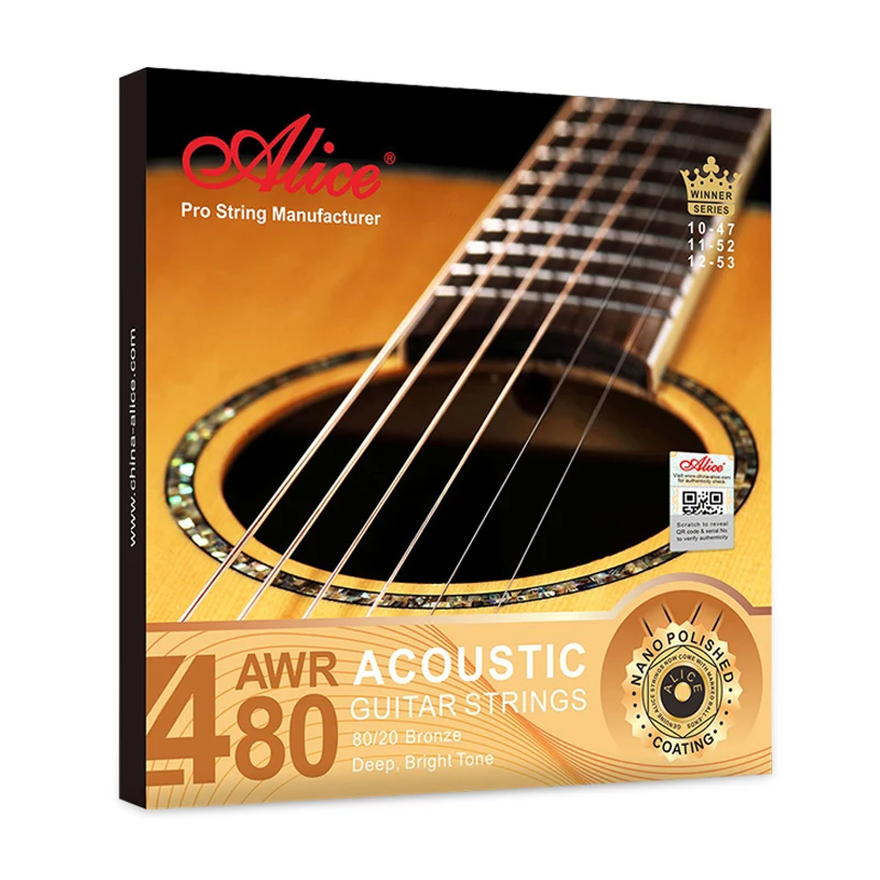 Enlarge Anti Rust Coating Hexagonal Steel Core Guitar Strings Acoustic Stringed Instrument Accessories AWR480 Alice Guitar Strings