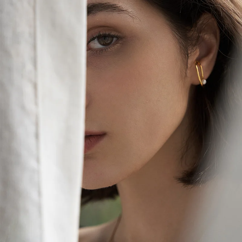 Серьги-кафф с имитацией под пирсинг женские клипсы двумя круглыми жемчужинами