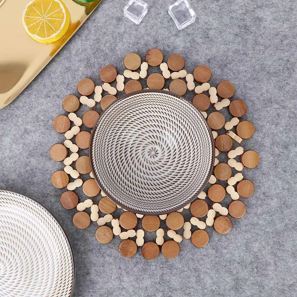 wood 1 шт., коврики для стола, круглая салфетка, простой стиль, столовая салфетка, Нескользящие, жаростойкие, подстилки, украшение для кухни - Цвет: wood