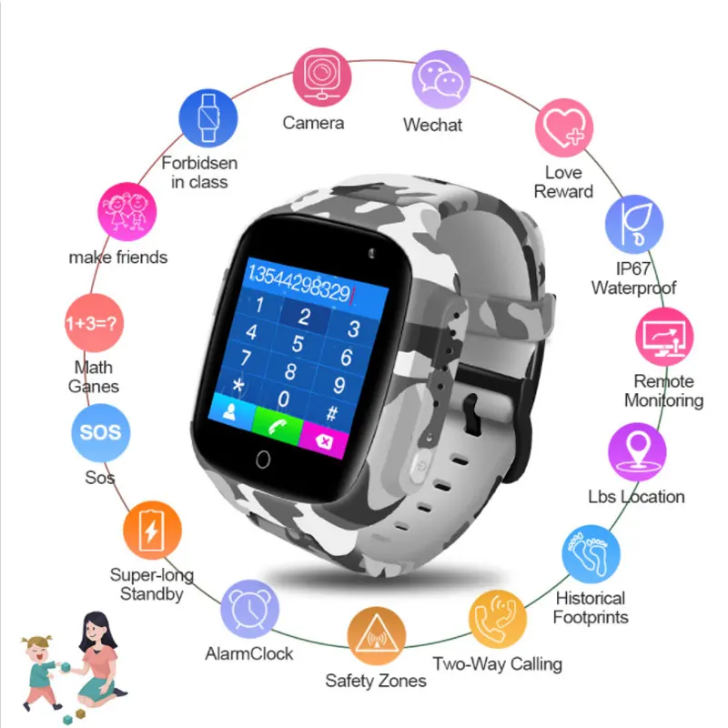 Детские Смарт часы LEC2 многофункциональные GPS + WIFI позиционирование