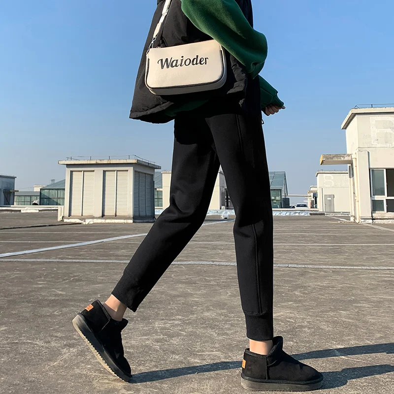 Шаровары женские теплые зимние повседневные свободные джоггеры корейский стиль