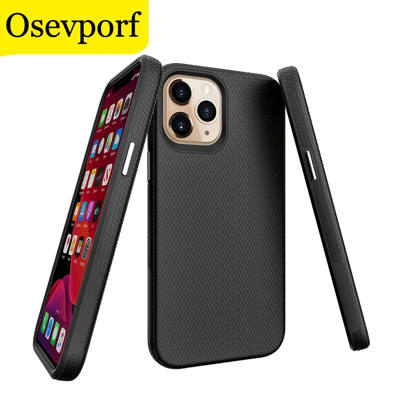 

Shockproof Phone Case Double Layer Rugged Bumper Funda for iPhone 13 12 Mini 11 Pro Max XR X XS Max 6 7 8 Plus Black Back Cover