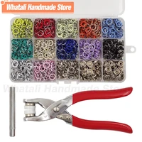 9 5mm metal prong snap button hollow press prong fastener studs with pliers tool set kits for clothes garment sewing bags shoes