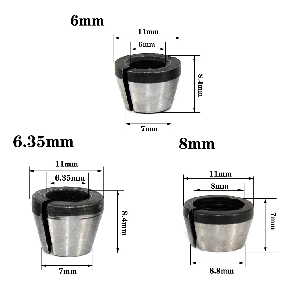 LAVIE 2 pcs set 6mm or 6.35mm 8mm collet chuck with nut Engraving Trimming Machine Electric Router Milling Cutter Accessories |