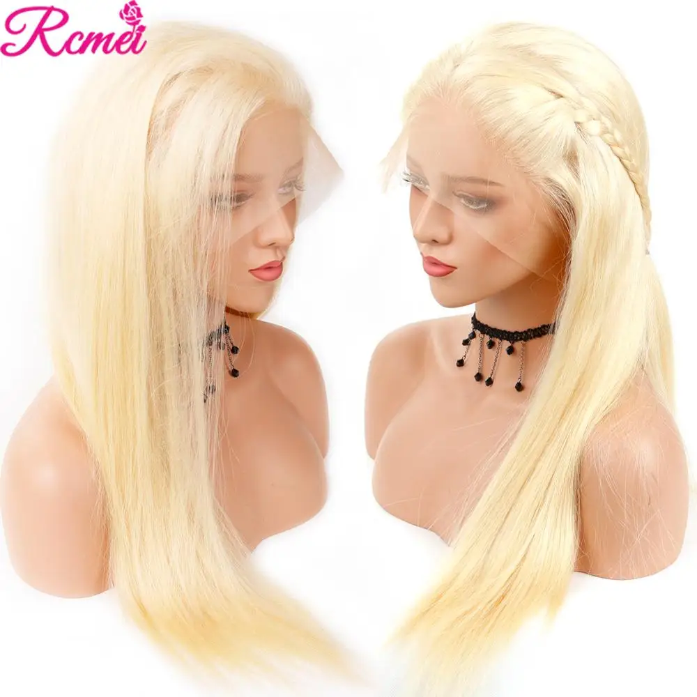 38 40 613 Blonde HD Lace Front Human Hair Wigs Brazilian Straight Transparent Frontal Wig Perruque Cheveux Humain 150% | Шиньоны и