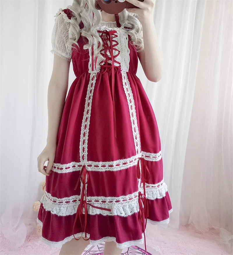 Платья в стиле Лолиты 2018 кружевное платье с лентой для девочек милое