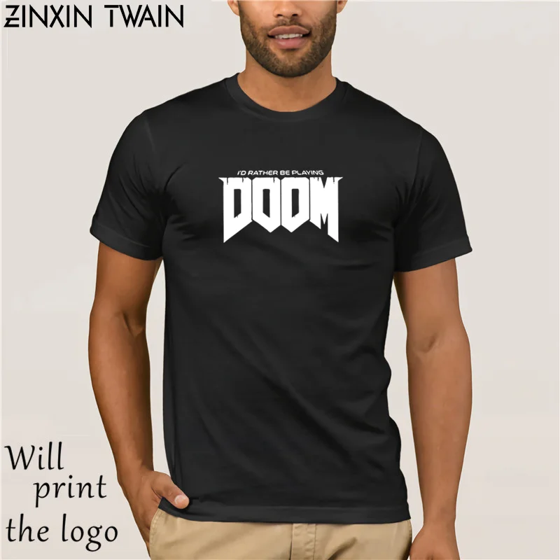 Футболка оверсайз из 100 хлопка для мужчин с надписью I d довольно Be going Doom игровой