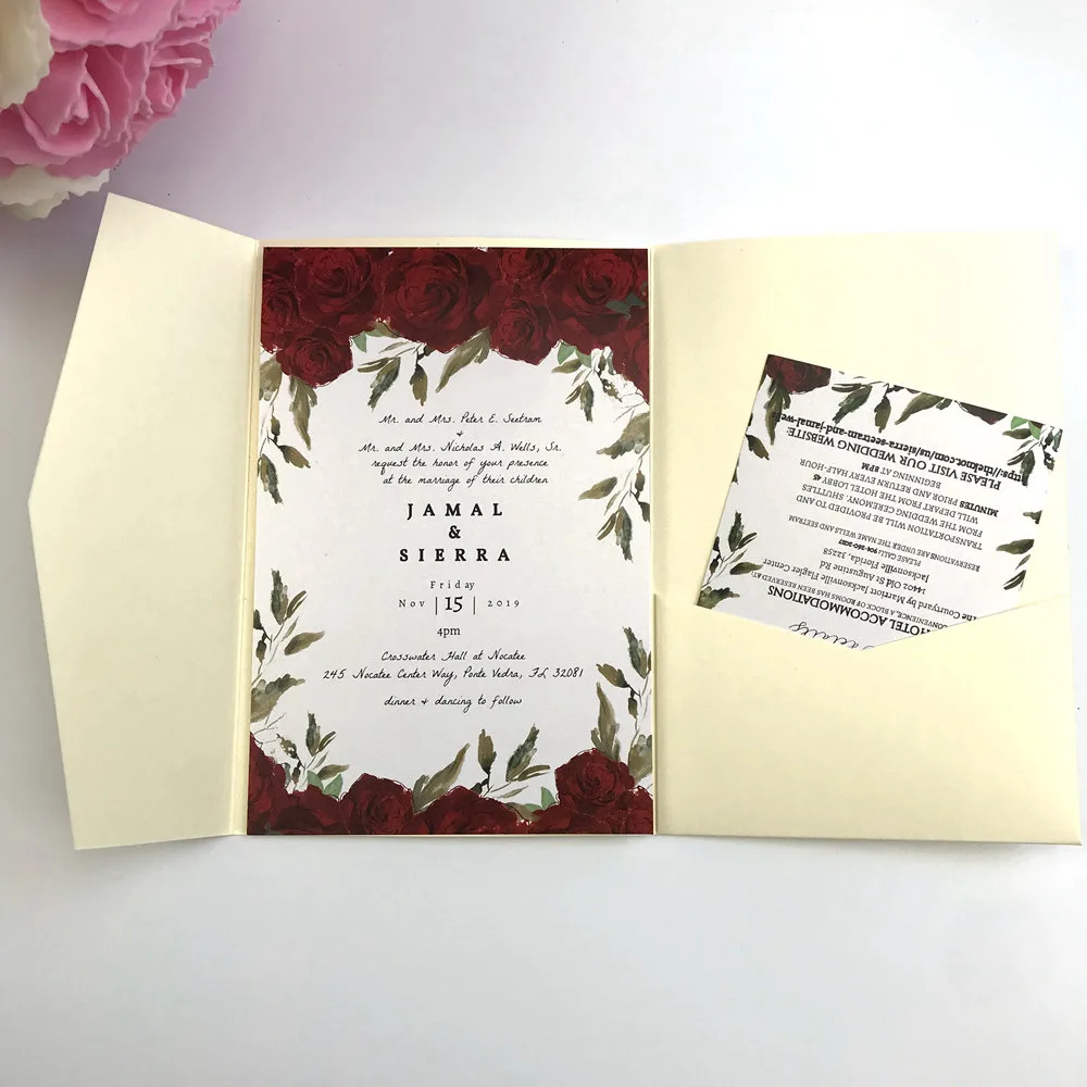 50X Rose Gold Silver Black Green Craft Navy Blue Laser Cut Tri-fold Wedding Invitation Cards Kit Pocket Invite Envelope RSVP | Дом и сад