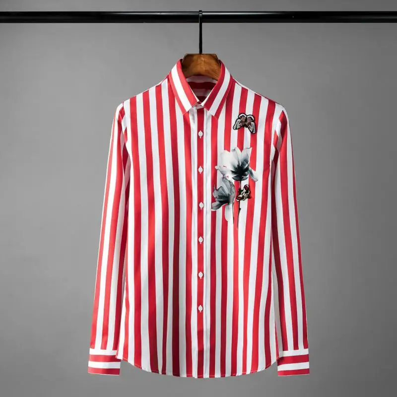 Новинка мужские рубашки из тенселя Роскошные в полоску с принтом нарциссов