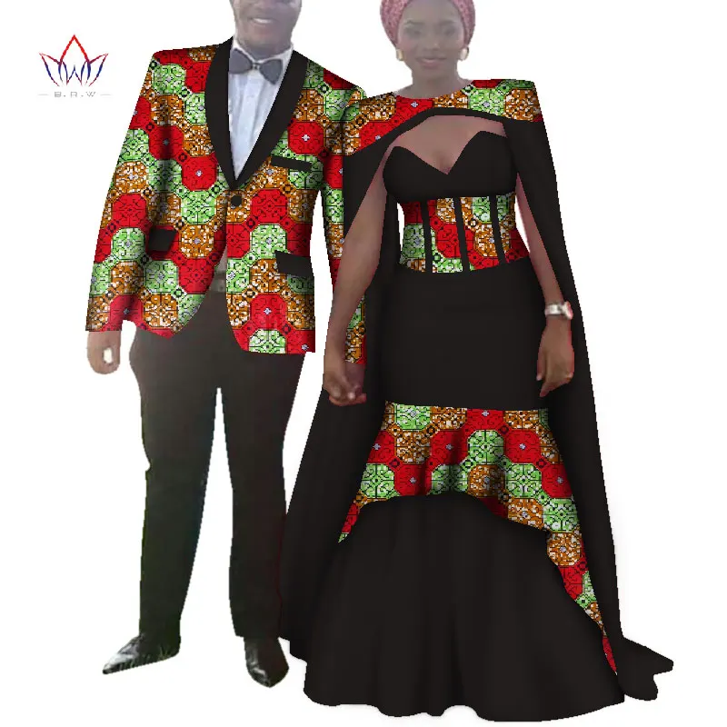 

African Dresses for Women Bazin Riche Long Evening Dresses African Men Jacket Clothing Dashiki African Style Clothes WYQ128