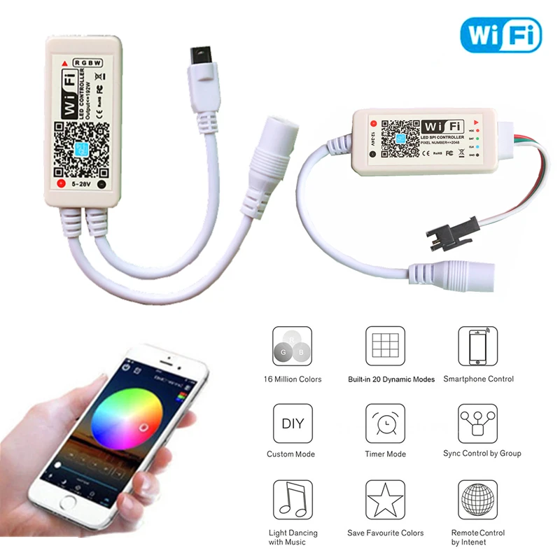 DC 5V 12V 24V Magic Home Мини Bluetooth / WiFi LED контроллер для одного цвета/RGB/RGBW Pixel Полноцветный