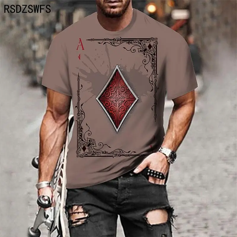 Футболка мужская с 3D принтом игральных карт уличная рубашка в стиле хип-хоп топ