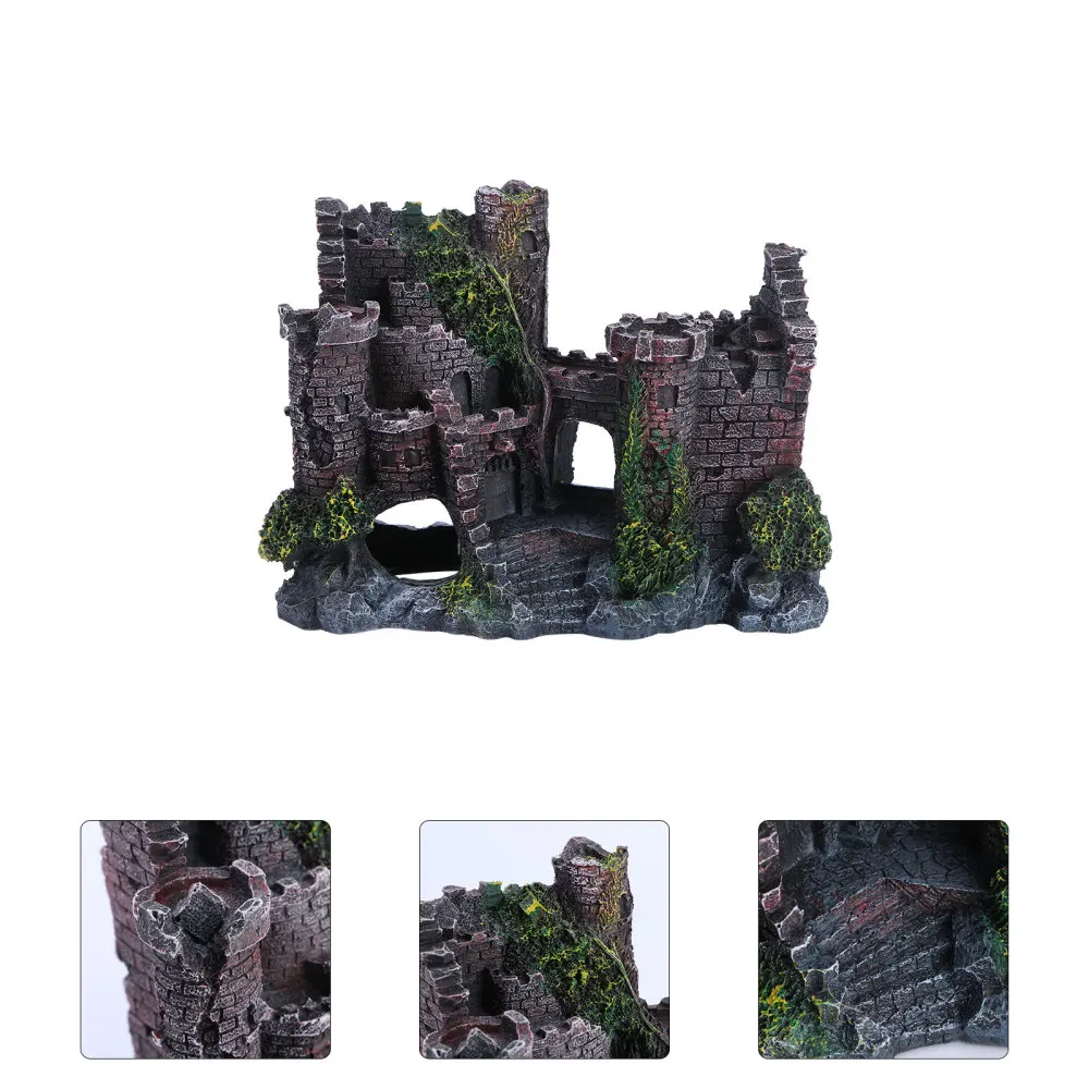 

Castle Shape Hiding Cave Resin Aquarium Landscaping Fish Shelter Decoration
