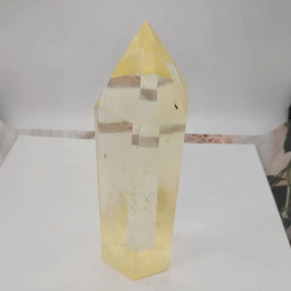 

800-1000g 1pcs yellow Melting stone quartz obelisk crystal wand point reiki healing