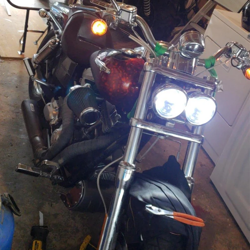 

2 Pcs Motorcycle 5 Inch Moto Round Headlamps For H arley Dyna FXDF Model Driving Lamps 5" Fat Bob Projector LED Headlight