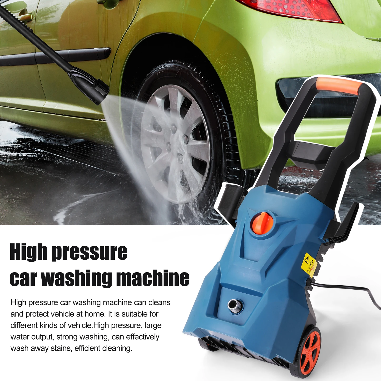 

High Pressure Cleaning Machine Home Car Washing Machine Long Handle Car Washing Pump Wit Wheel Portable Car Washer Cleaning Tool