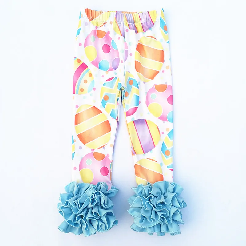 Детские леггинсы для девочек с рисунком пасхального яйца кролика штаны оборками