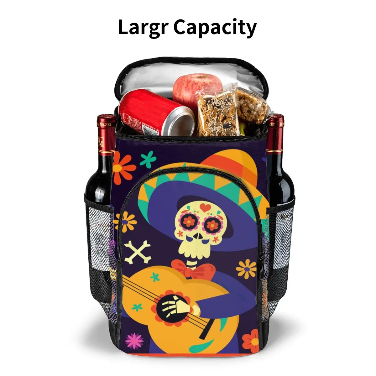 thermal backpack colorful skull dia de muertos waterproof cooler bag large insulated bag picnic cooler backpack refrigerator bag free global shipping