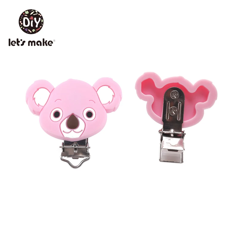 Koala Pink Let's make/1 шт. силиконовый Прорезыватель для зубов, зажимы для соски, жемчужные силиконовые бусины, круглая звезда, зажимы для пустышки, уход за зубами, Детские аксессуары - Цвет: Koala Pink