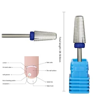 medium blue carbide nail drill bit 5 in 1 tapered drills milling cutter for manicure remove gel acylics nails accessories tool