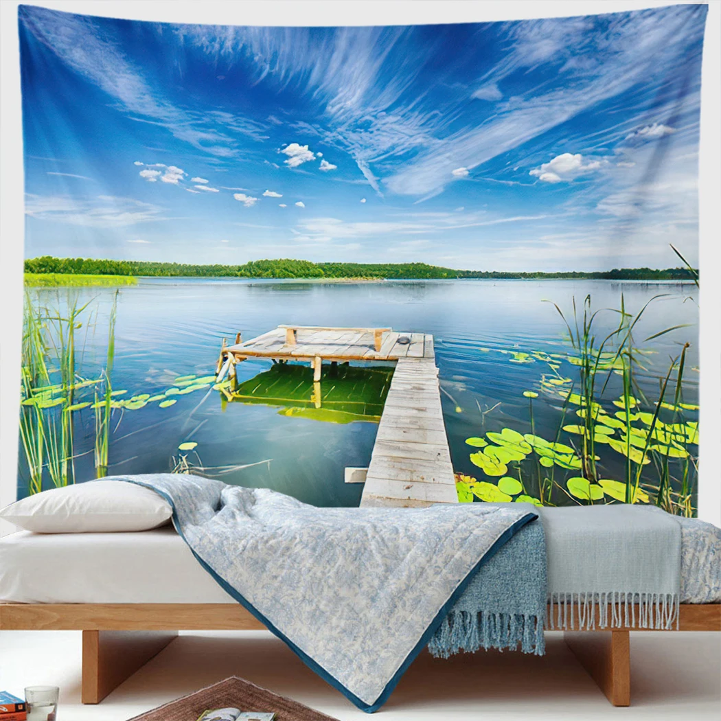 

Mystery Mountain Night View Smog Tapestry Natural Landscape Modern Art Wall Hanging Boho Home Decor Picnic Mat Carpet Gifts