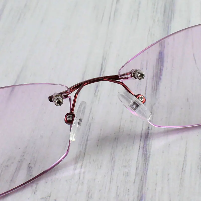 Стразы, очки для чтения для женщин, фиолетовые линзы, Gafas de Lectura, роскошные очки без оправы+ 100+ 150+ 200+ 250+ 300+ 350+ 400