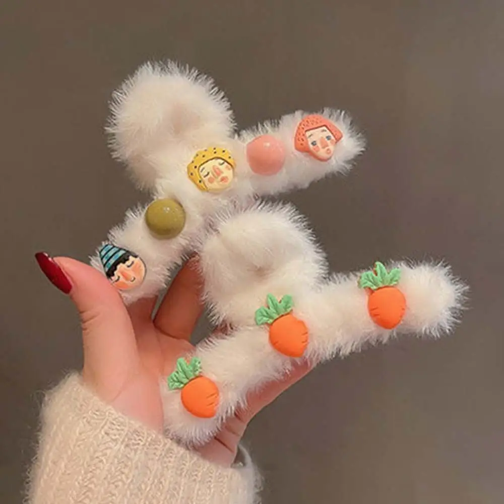 

1PC New Korean Style Cute Soft Plush Hair Claws For Girls Cartoon Avatar Sweet Solid Hair Holder Simple Headband Fashion Hair Ac