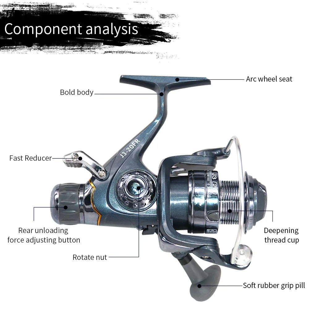 Carp New Front Rear Double Brake Saltwater Fishing Spinning Reel Speed ratio 5.5:1/5.1:1 Metal Spool FR2000-6000 | Спорт и