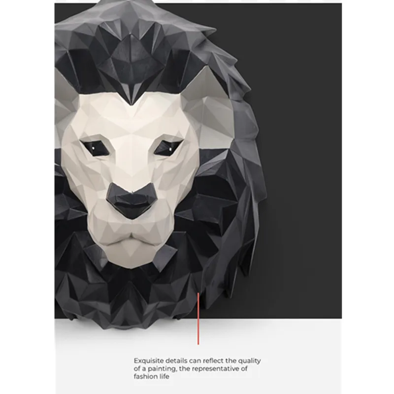 

Modern Simple Simulation Animal Head Portraits Resin Emboss Stereoscopic Wall Hangings Living Room Background Wall Pendant X2382