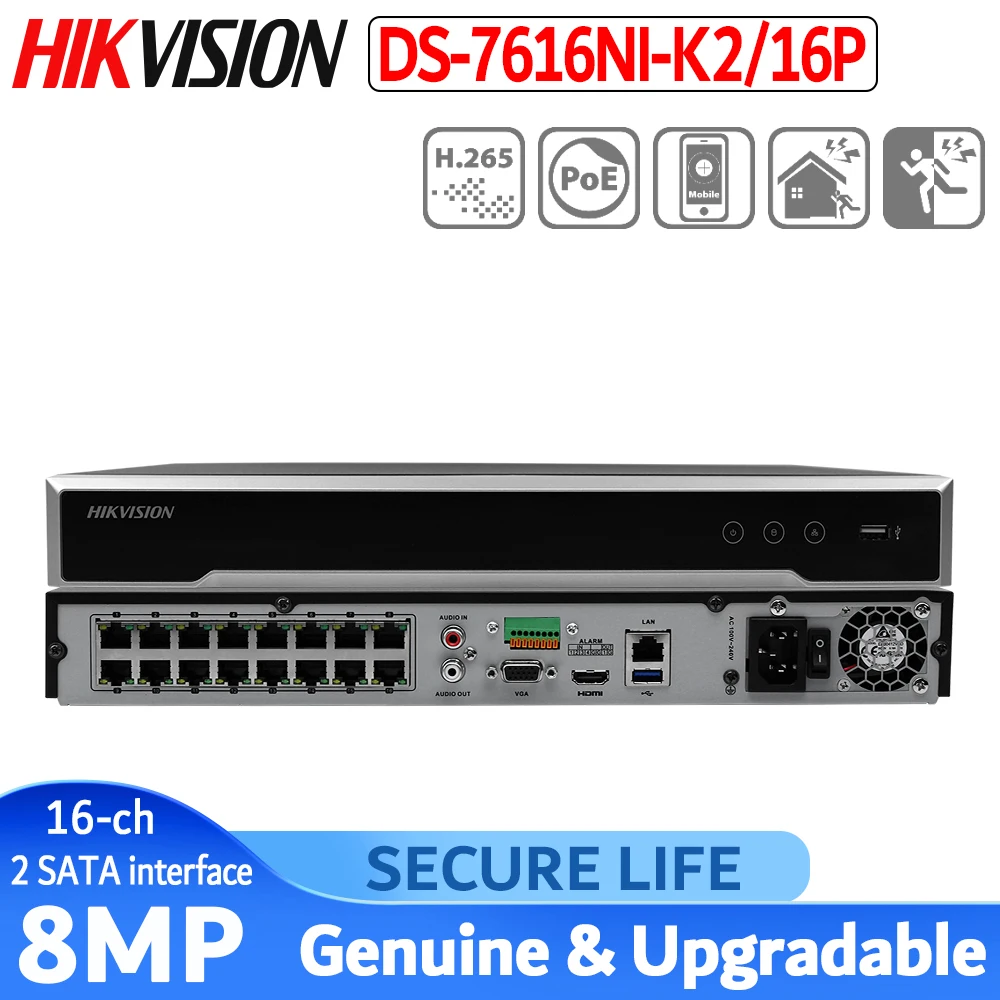 Женская международная версия Φ/16 P 16ch H.265 NVR 4K для до 8 Мп Φ & play 2 SATA 16