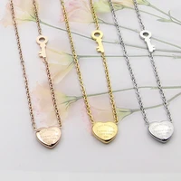 titanium steel forever love peach heart key necklace heart lock key necklace fashion jewelry clavicle necklace