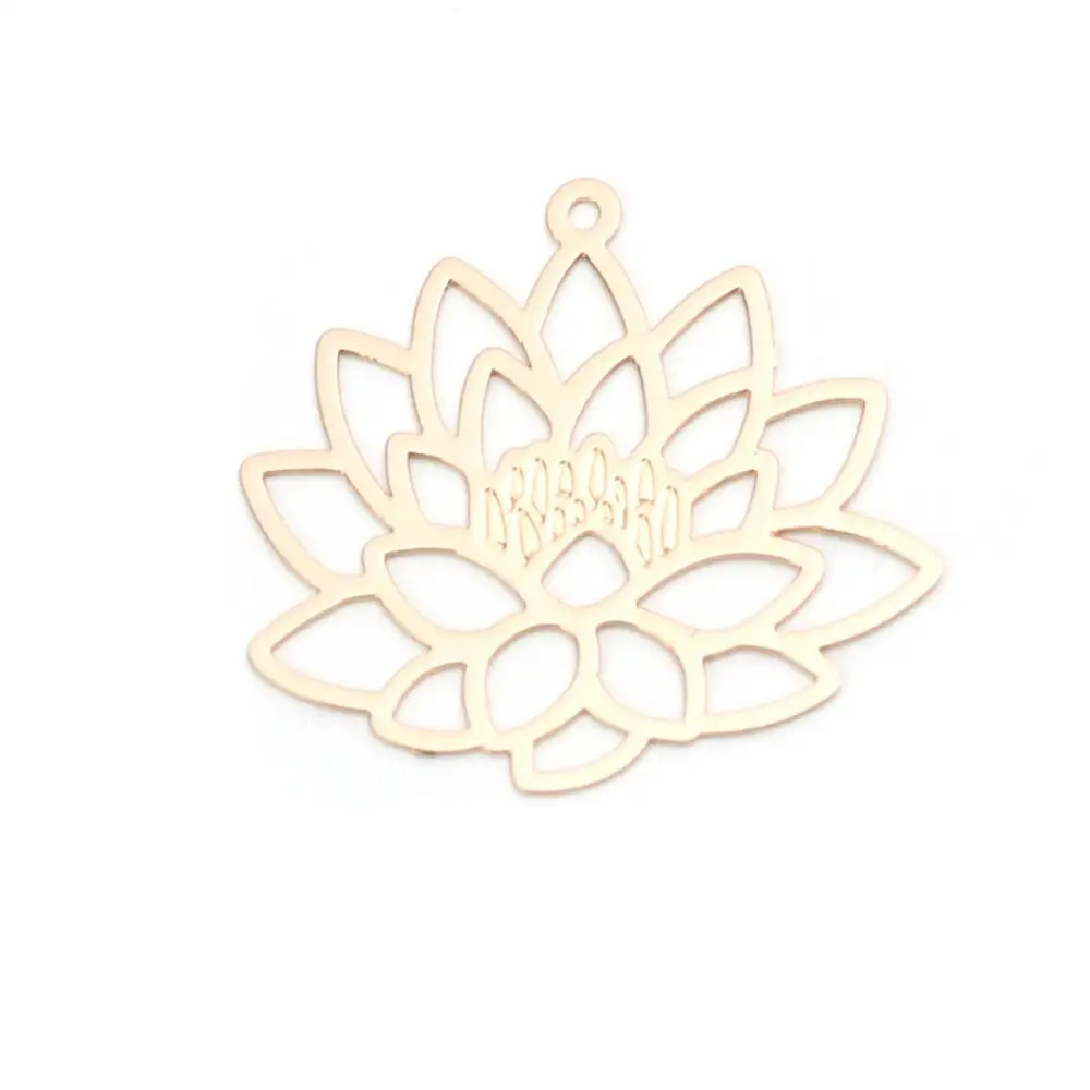 

DoreenBeads Fashion Copper Pendants Silver Color Leaf Stripe Lotus Flower Filigree Stamping Jewelry DIY Findings , 20 PCs