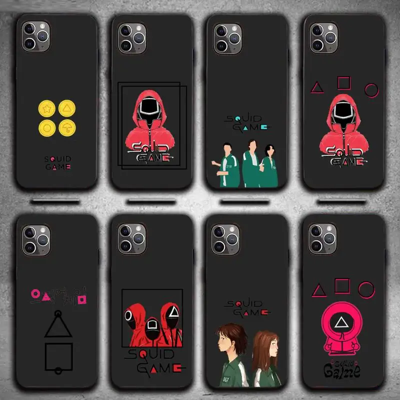 

Squid Game Phone Case for iPhone 13 11 12 Pro X XS XR Samsung A S 10 20 30 51 Plus pro Max mobile bags Round Six 456 067 shell