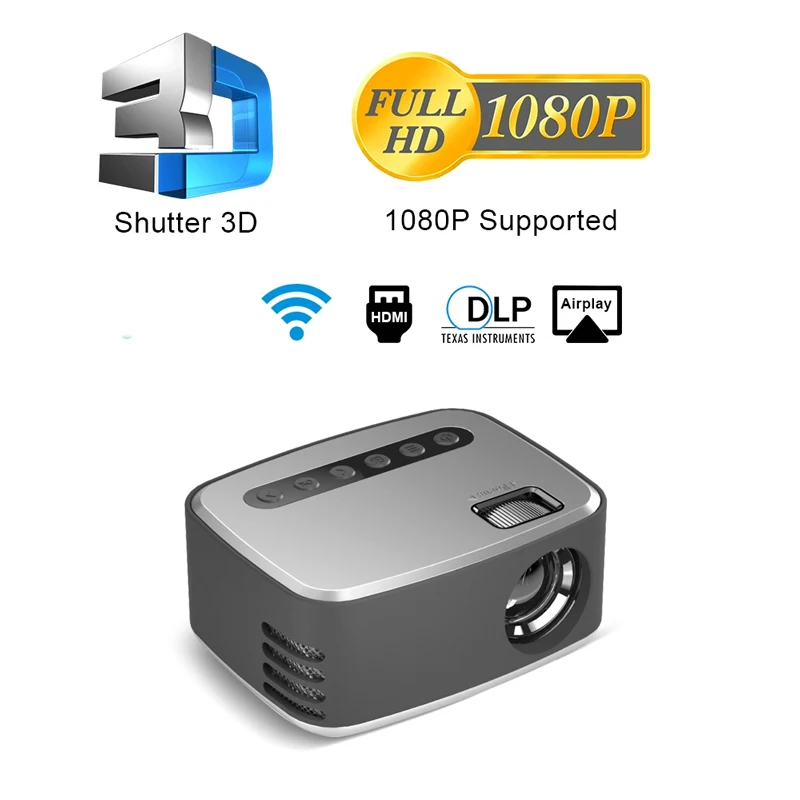 

Проектор T20, 500 люмен (опционально Android 6,0 Wifi W18D), поддержка Full HD 1080P светодиодный проектор 3D, домашний кинотеатр, домашнее видео