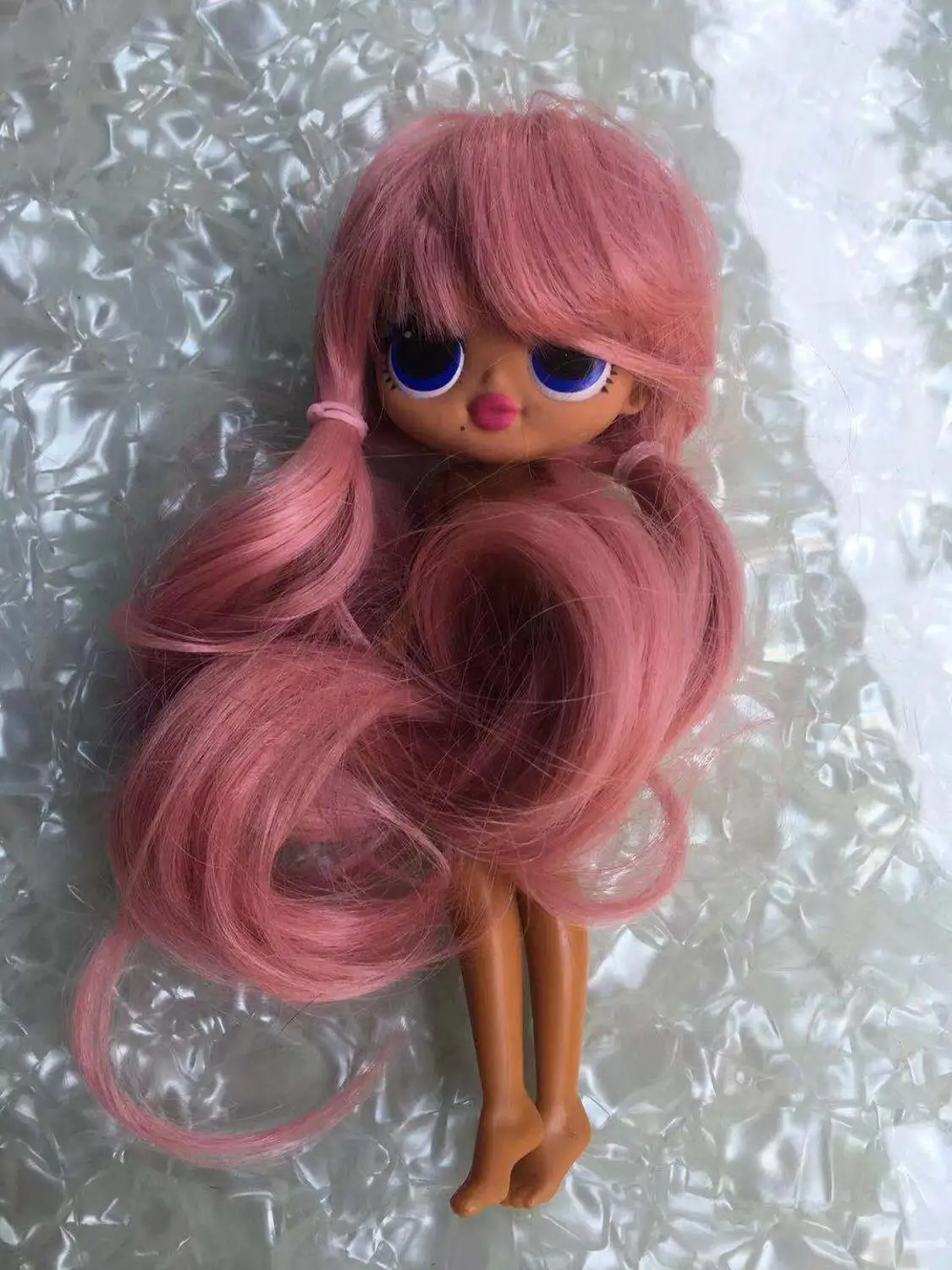 pink wig body Большая мода сестра кукла игрушка голова парик с телом дети luls кукла, набор игрушек дети DIY кукла часть игрушки девочка DIY туалетный игрушки части - Цвет: pink wig body