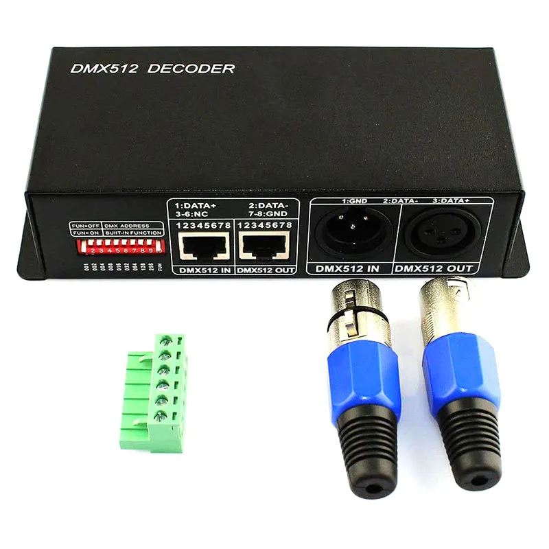 

Music профессиональный выбор DMX512 4A 3 Декодер каналов контроллер диммер, подходит для RGB светодиодный полосы DC12V-24V DMX 512