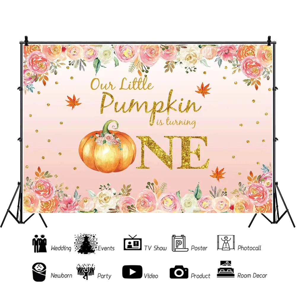 

Pumpkin Cartoon Flower Butterfly Background for Photography Baby Birthday Portrait Photographic Backdrops Photocall Photo Studio