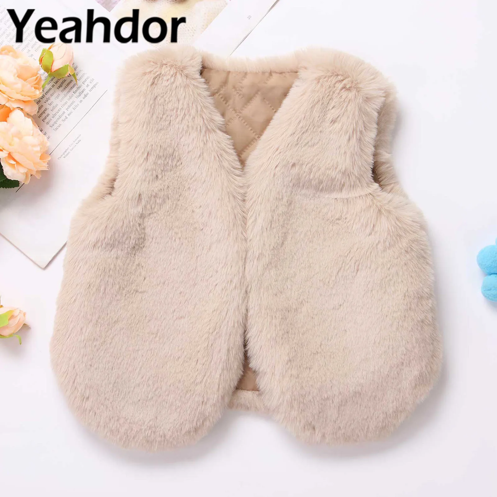 

Winter Kids Warm Coat Thicken Faux Fur Vest Flower Girls Sleeveless Vest Waistcoats Outwear for Children Fashion Waistcoat